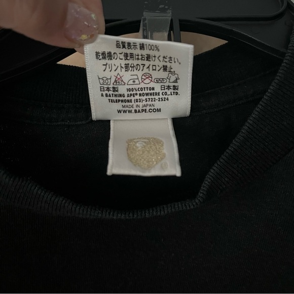 BAPE sz M Black Tee Tshirt Bathing Ape Short Sleeve Made in Japan - Picture 4 of 13